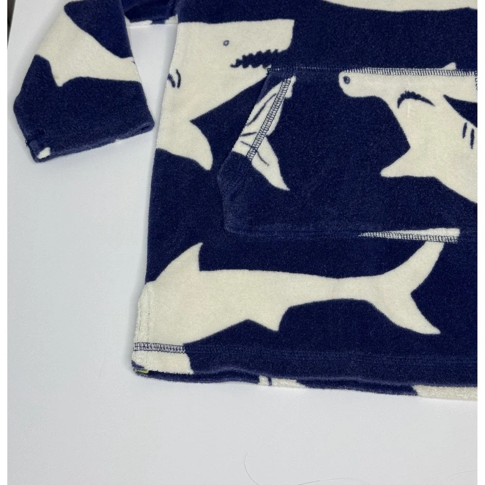 Mini Boden Shark AOP Hooded Towel Cover Up Kids 2-3 Years Beach Pool Hoodie